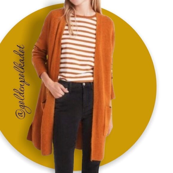 Madewell Fall Cardigan Pocket Grandpa Shacke Mulled Cider Tangerine Preppy NWT - Picture 2 of 6
